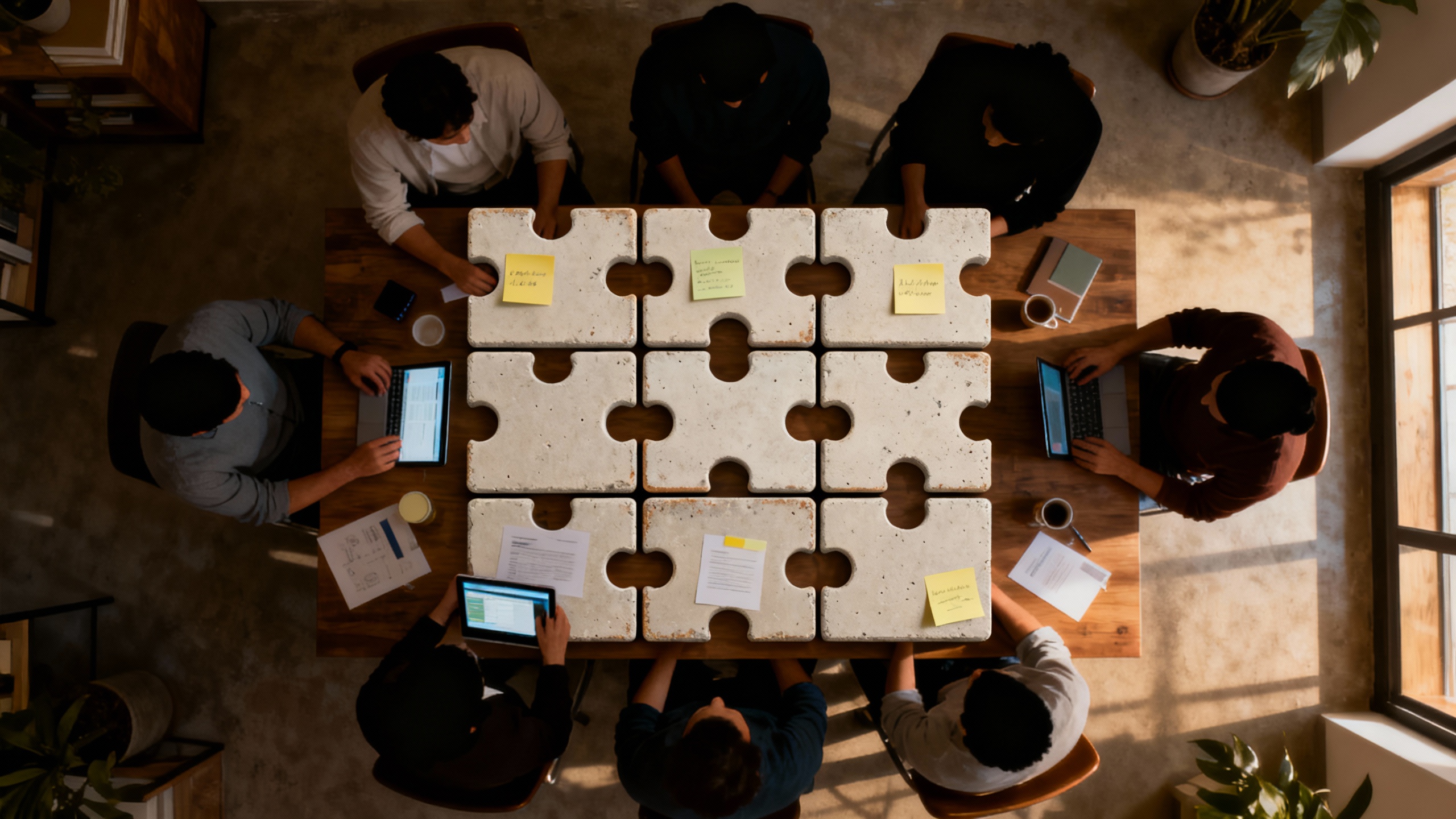 business model canvas blocs puzzle table tech