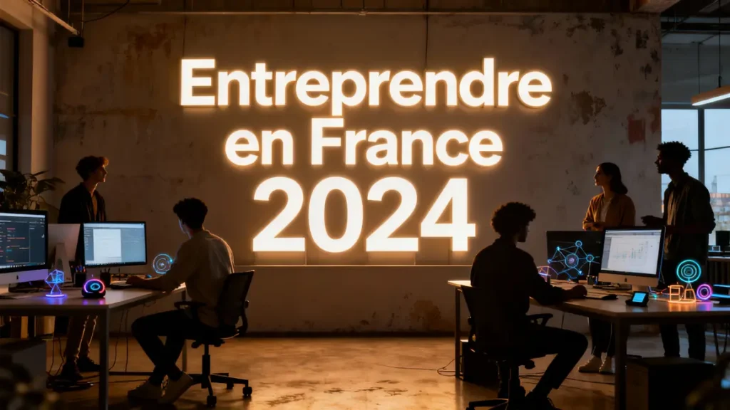 Jeunes entrepreneurs France 2024 devant bureaux innovation tech
