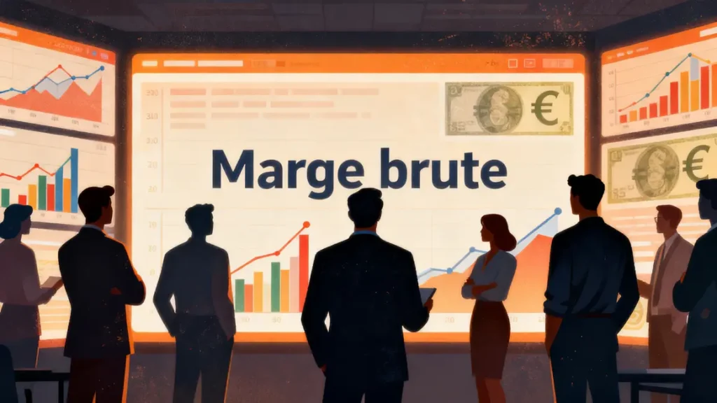 Illustration dirigeants devant tableau marge brute