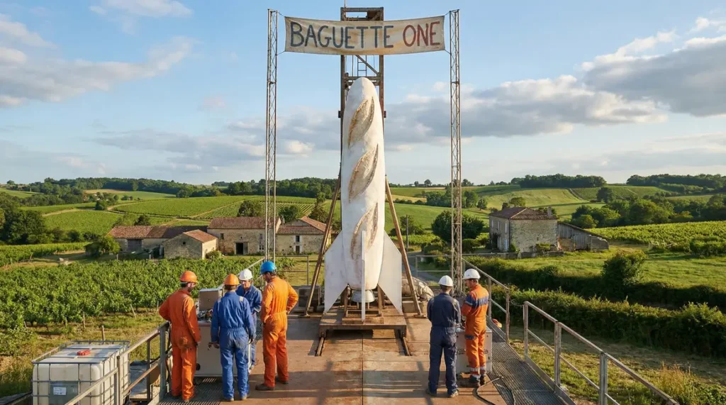 Fusée Baguette One sur rampe de lancement en France