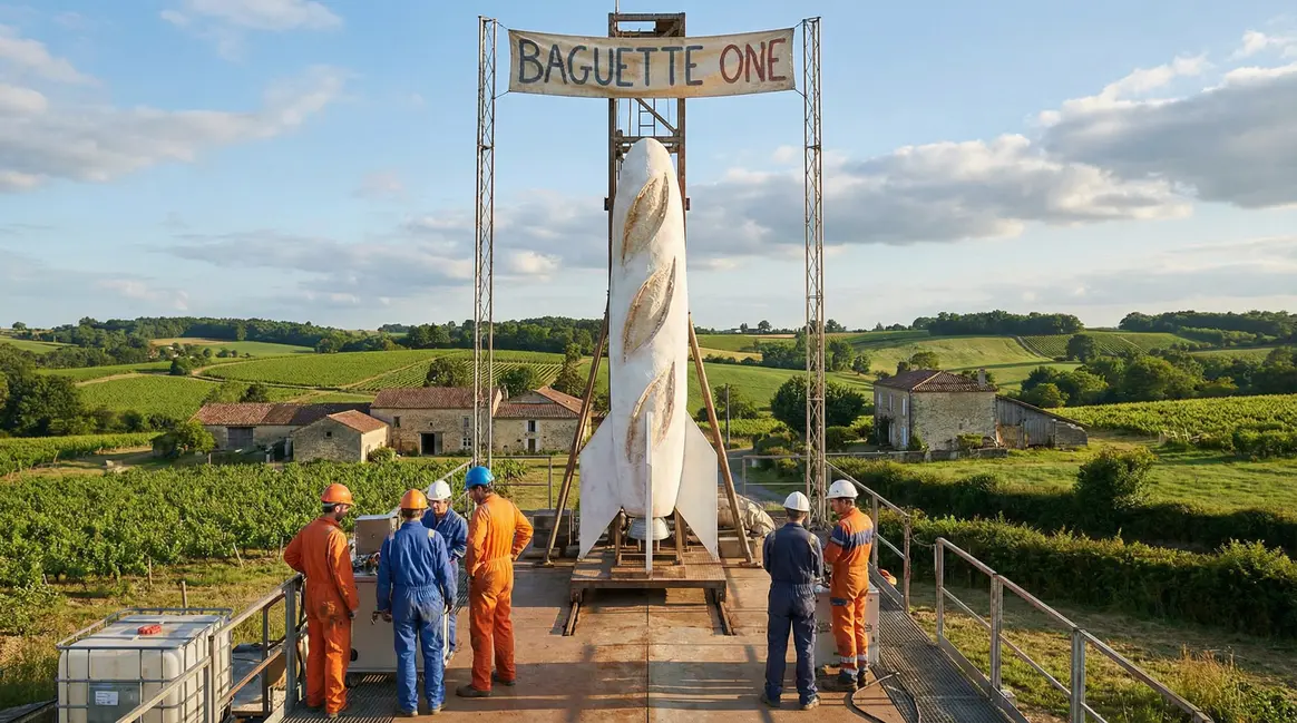 Fusée Baguette One sur rampe de lancement en France