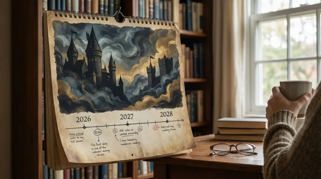 Calendrier mural saisons Game of Thrones 2026 a 2028