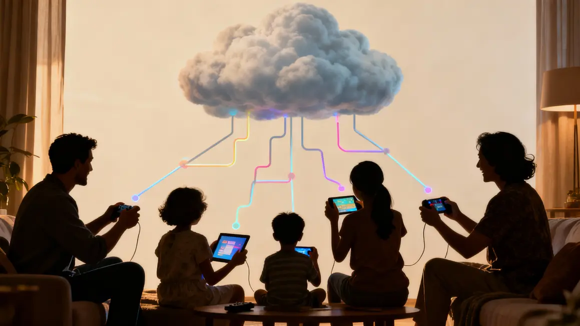Familles et seniors jouant au cloud gaming