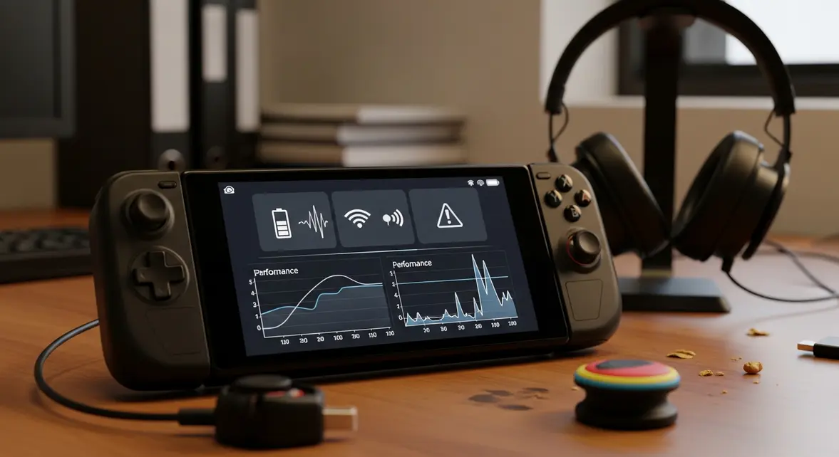 Console portable ROG Ally X avec interface systeme et alertes