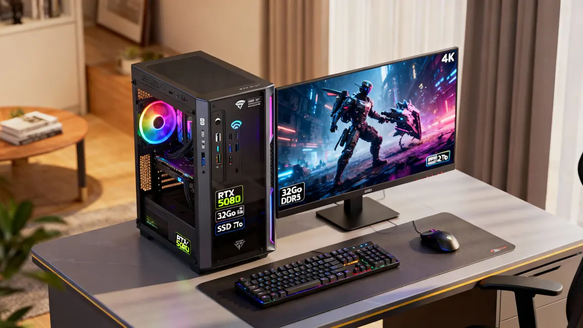 Tour PC gaming RTX 5080 DDR5, configuration haut de gamme