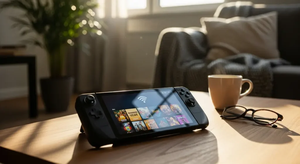 Console PlayStation Portal affichant jeux cloud gaming en salon