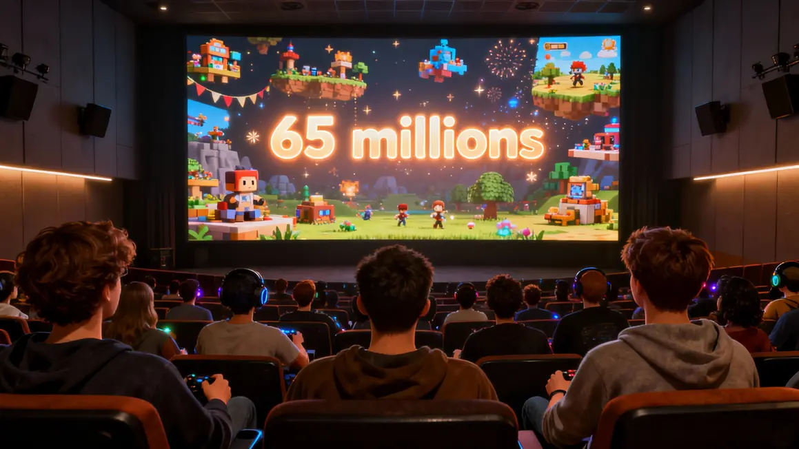 Foule joueurs Roblox salle cinéma écran créations