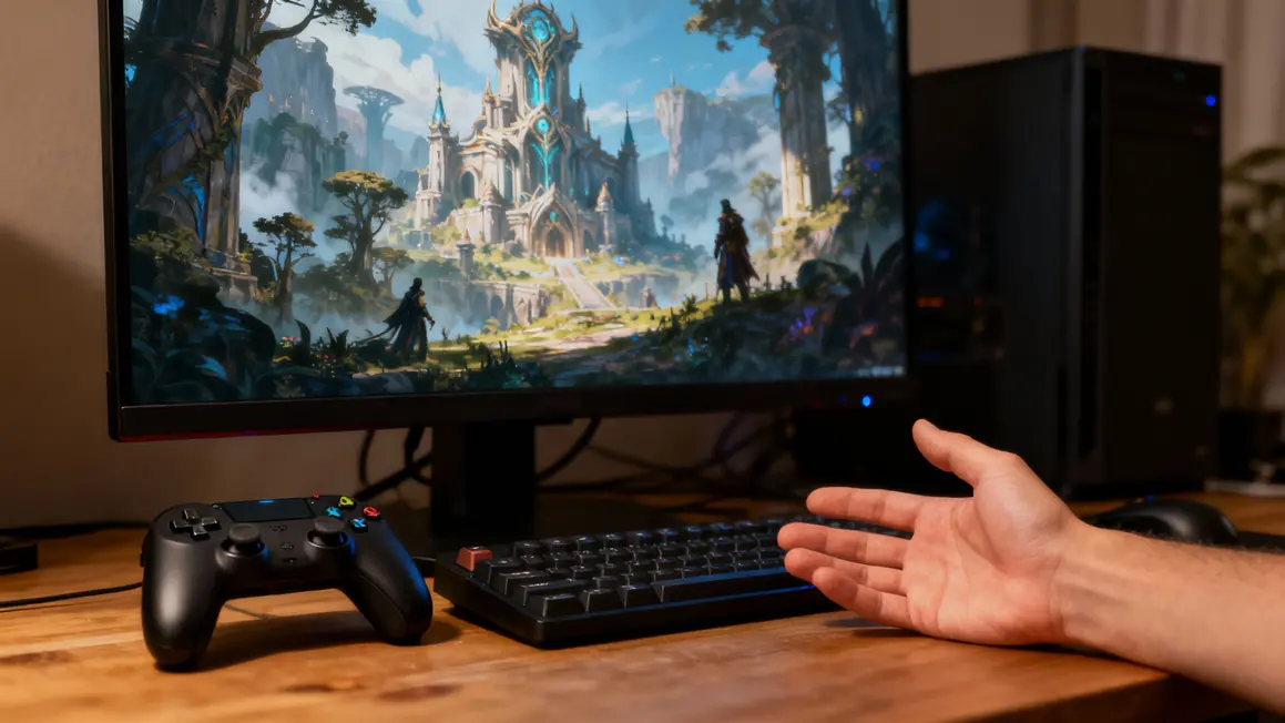 Ecran PC fantasy avec manette World of Warcraft espoir decu