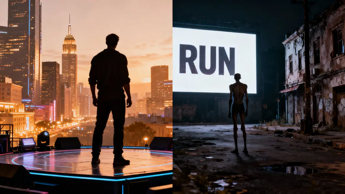 Adaptation Running Man ville fluo et dystopie