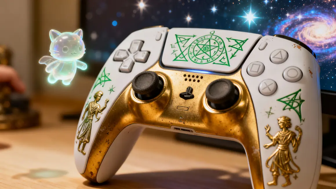 Manette blanche et or Genshin Impact symbole magique