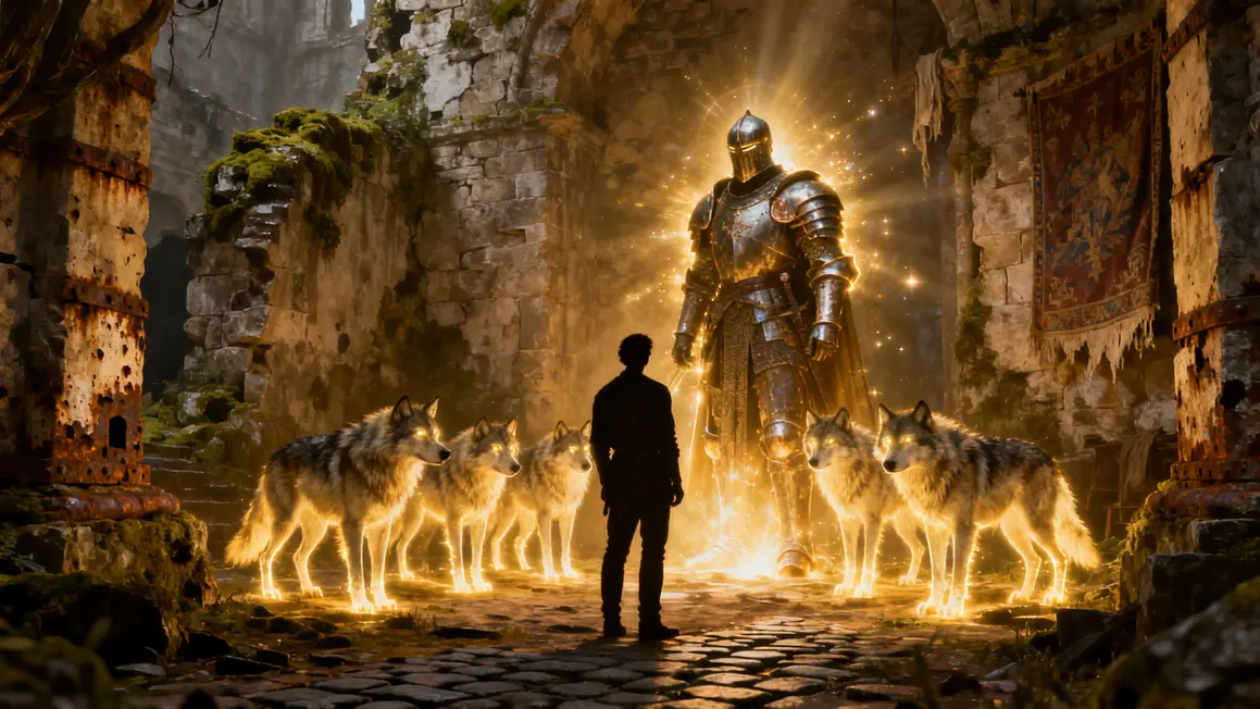 joueur auradin diablo 4 loups et chevalier armure