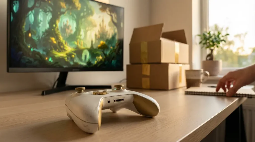Manette DualSense Genshin Impact édition limitée devant écran fantastique