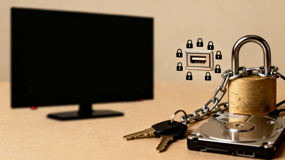 Televiseur port USB verrouillage accessoires bloques
