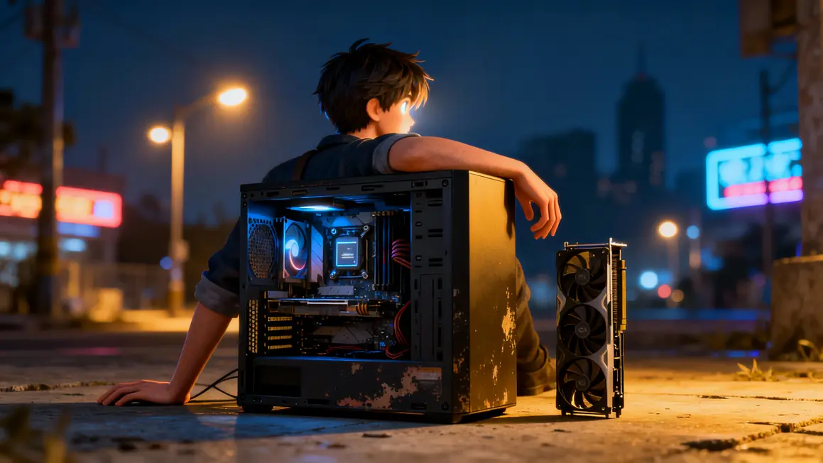 Mains sur PC, installation RTX 5080, ambiance stress