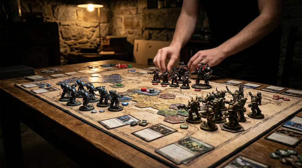 Plateau jeu de figurines StarCraft trois factions sur table
