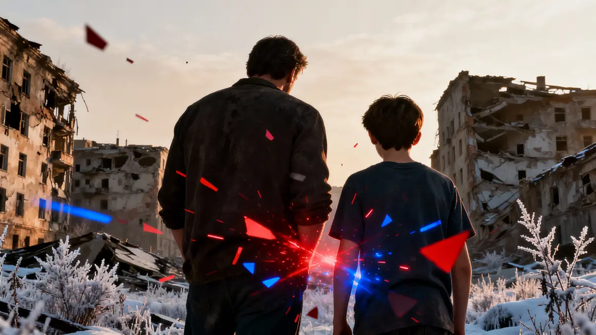 Hopper et Will devant ville détruite Stranger Things 5