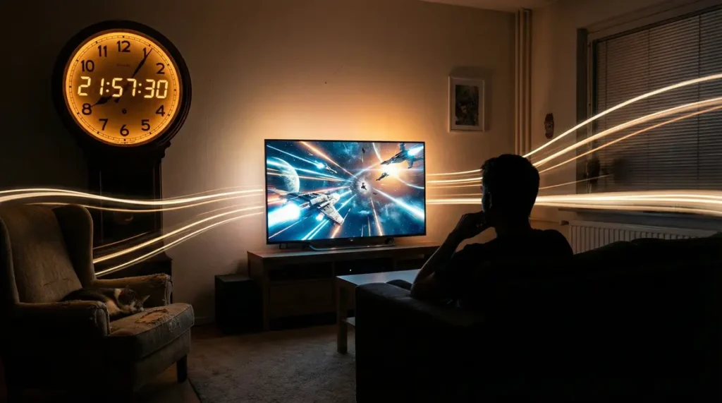 horloge et film de science fiction synchronises