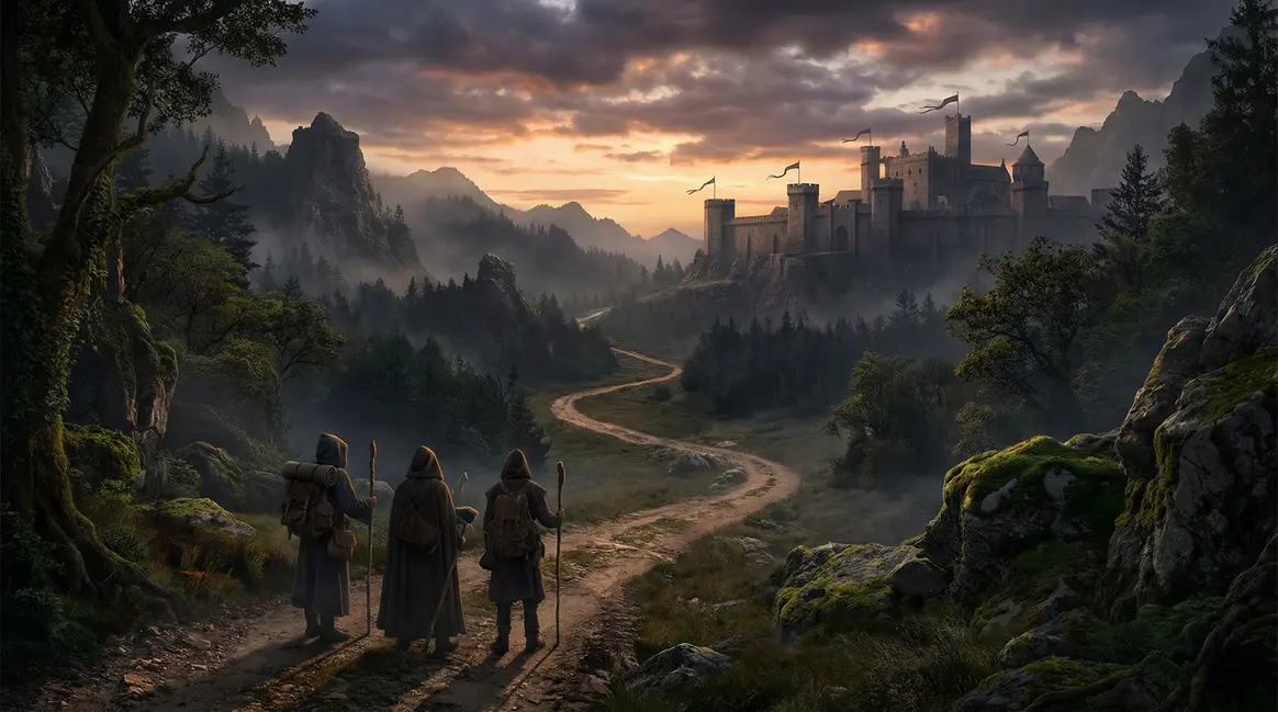 Paysage medieval The Witcher forteresse aventure
