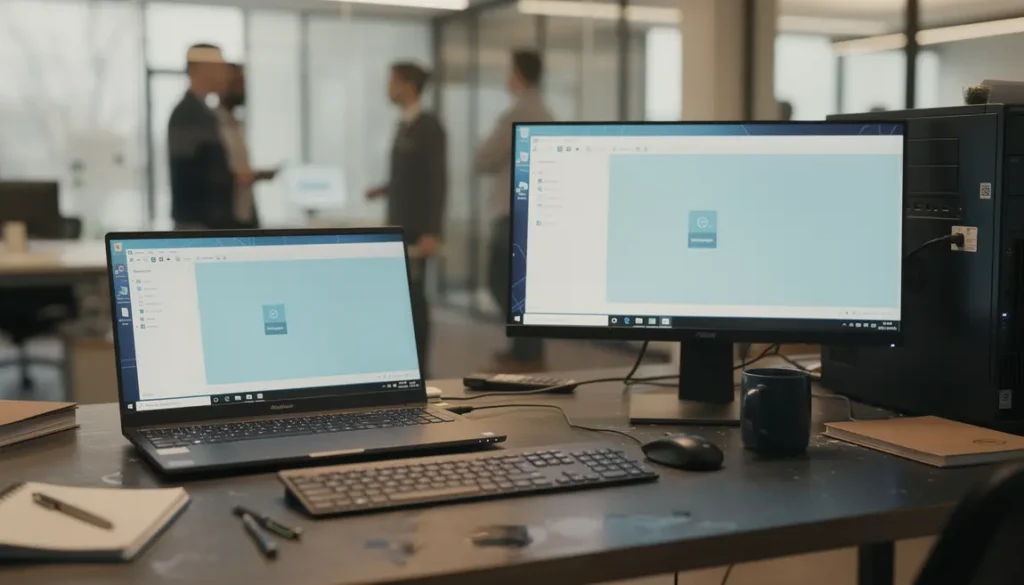 Windows 11 26H1 interface sur ordinateur portable et tour