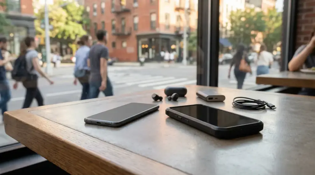 comparatif visuel galaxy a37 et s26 sur table moderne