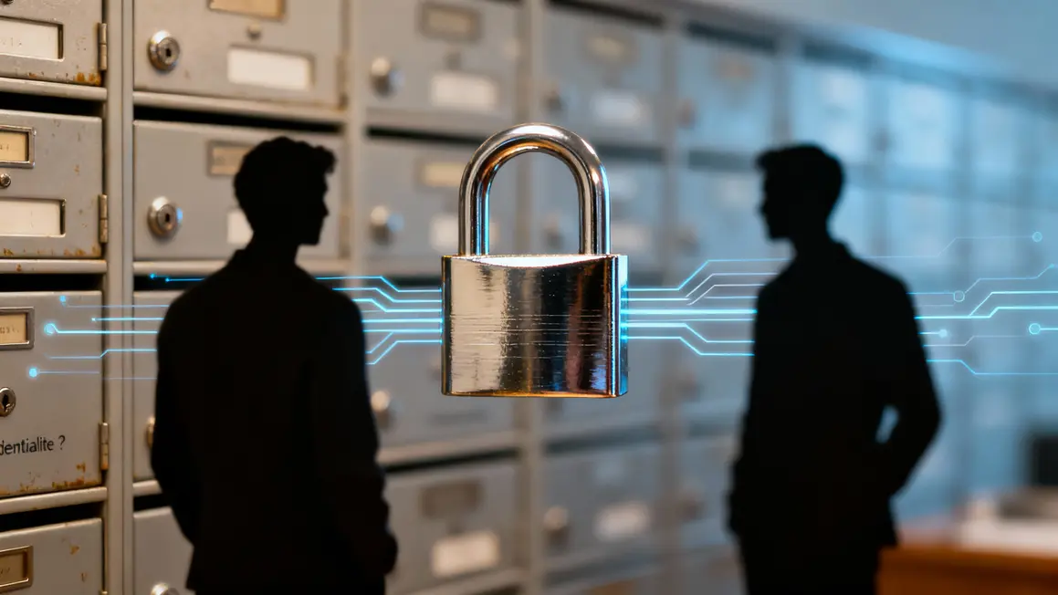 Silhouettes securite confidentialite mail IA Gemini