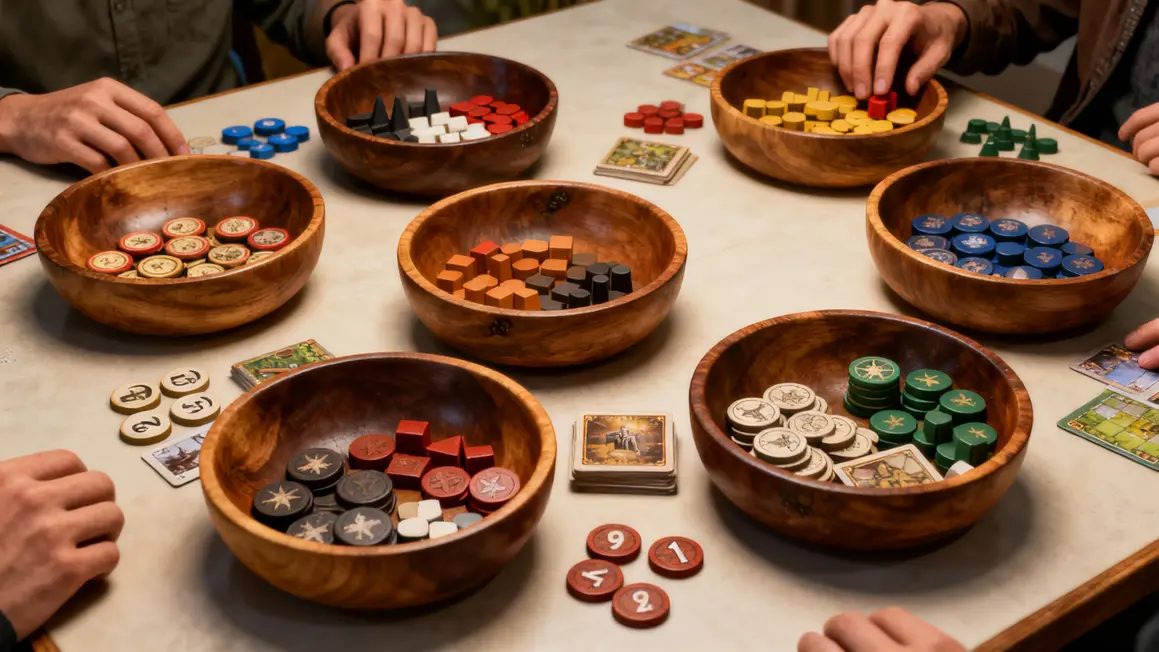 coupelles bois organisation pions jetons jeux de societe