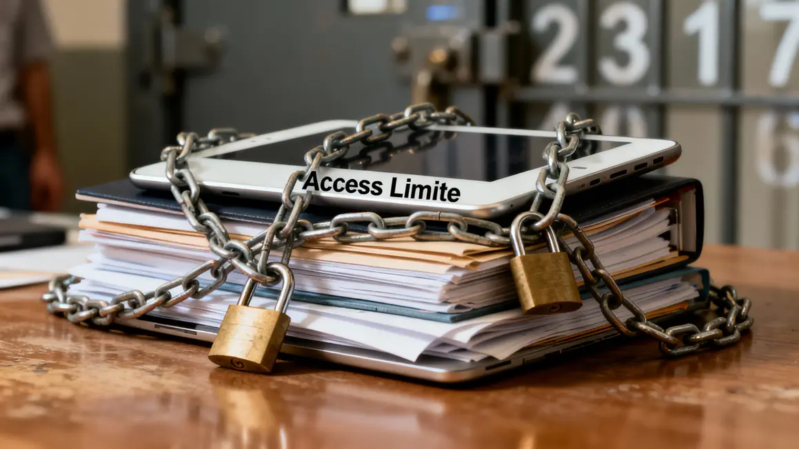 dossiers tablettes cadenas acces limite chiffres flous