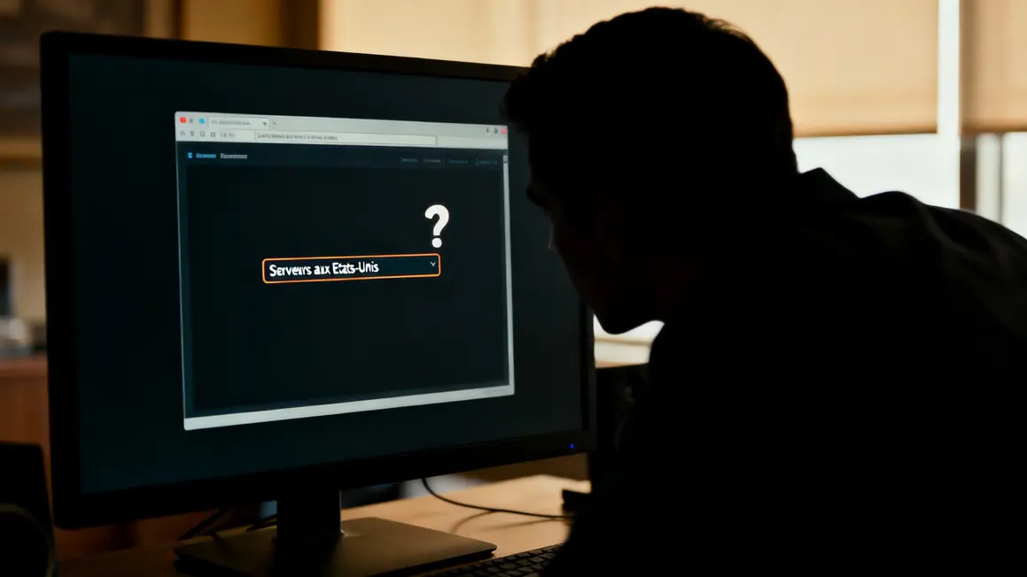 Fenetre informatique, texte serveurs Etats Unis, ambiance doute