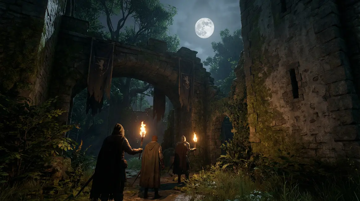 Scène immersive Midnight WoW forteresse sous lune