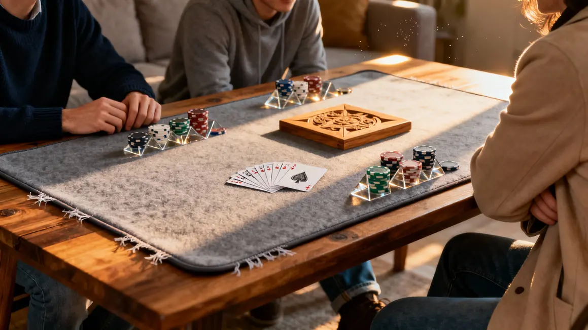 tapis de jeu neoprne gris cartes accessoires sur table