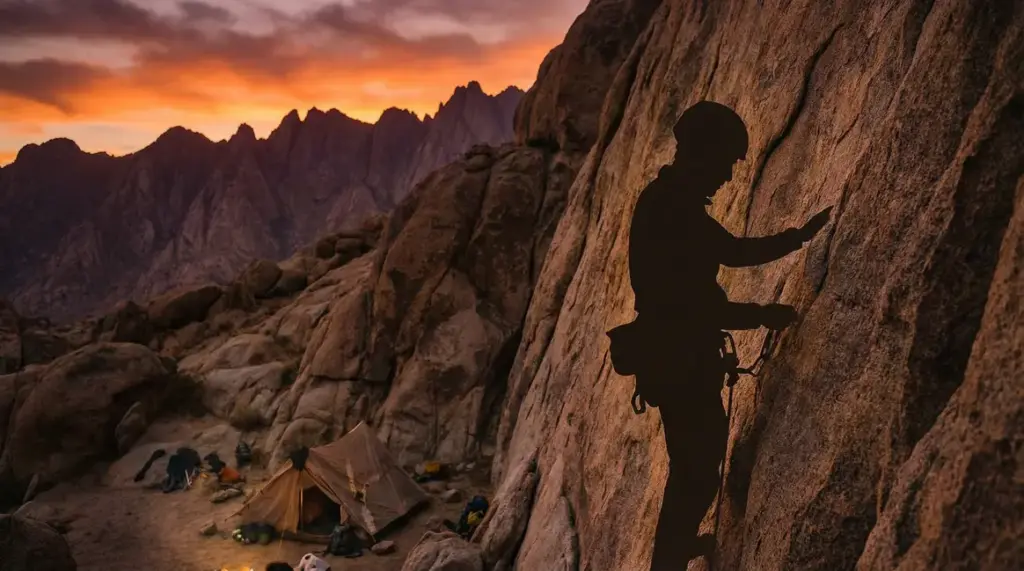 grimpeur silhouette escalade Cairn jeu atmosphère montagne