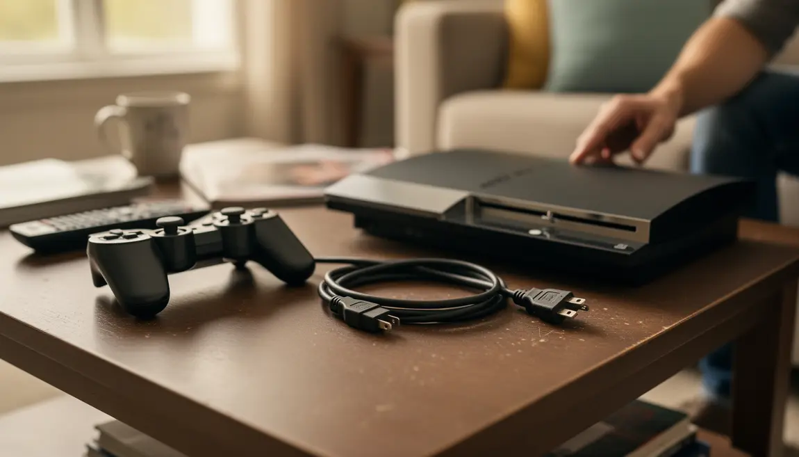 Câble charge manette PS3 avec console et manette