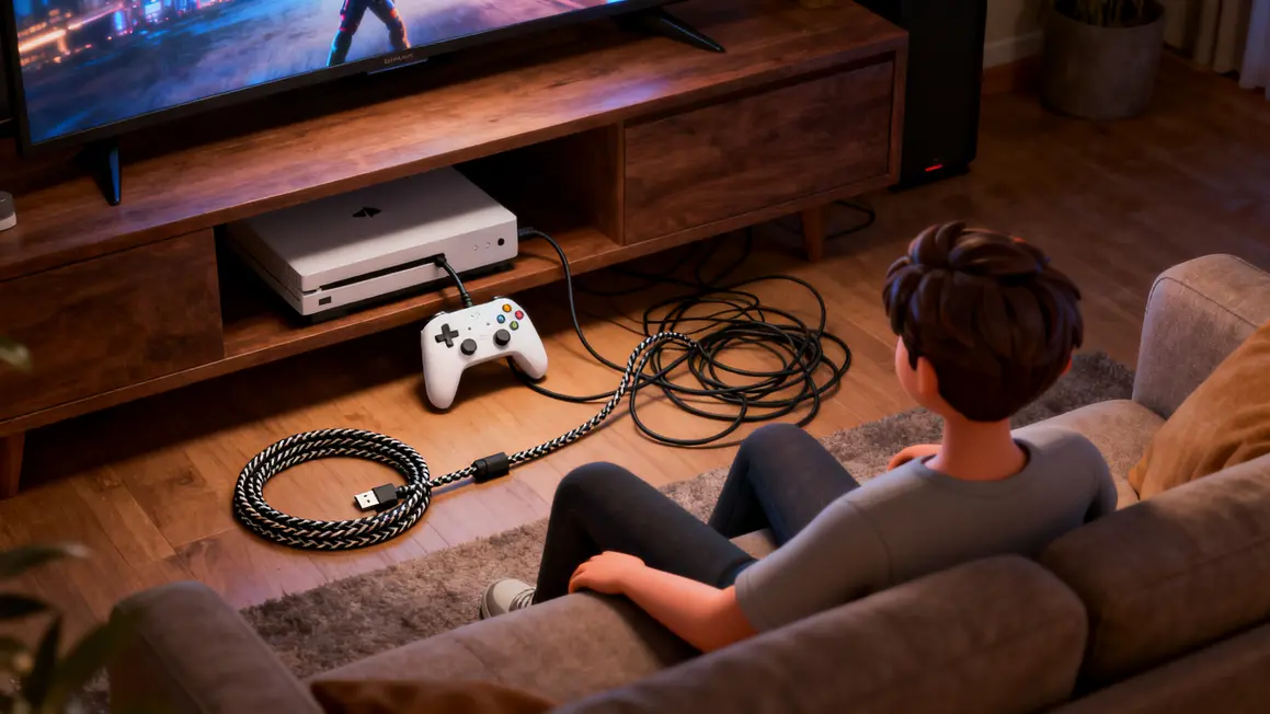 cable usb c tresse 3m prise manette ps5 salon