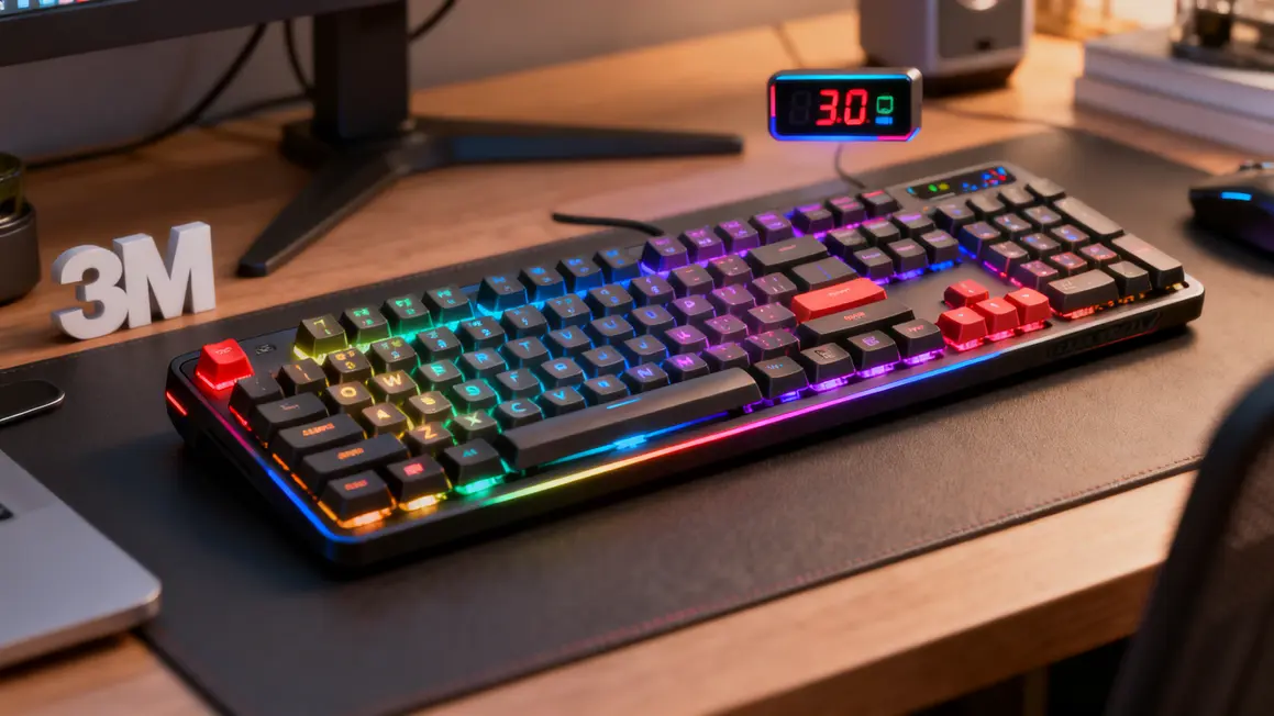 Clavier membrane gaming bicolore Marvo RGB compact et touches multimédia