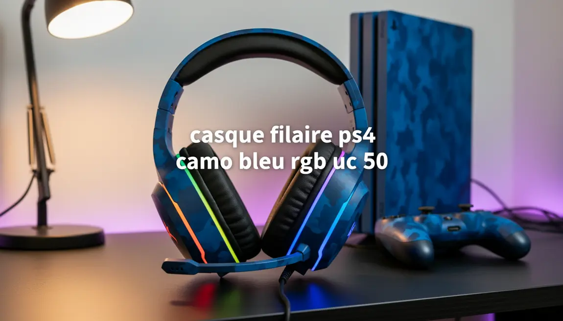 Casque filaire PS4 camo bleu RGB UC 50 sur setup gaming