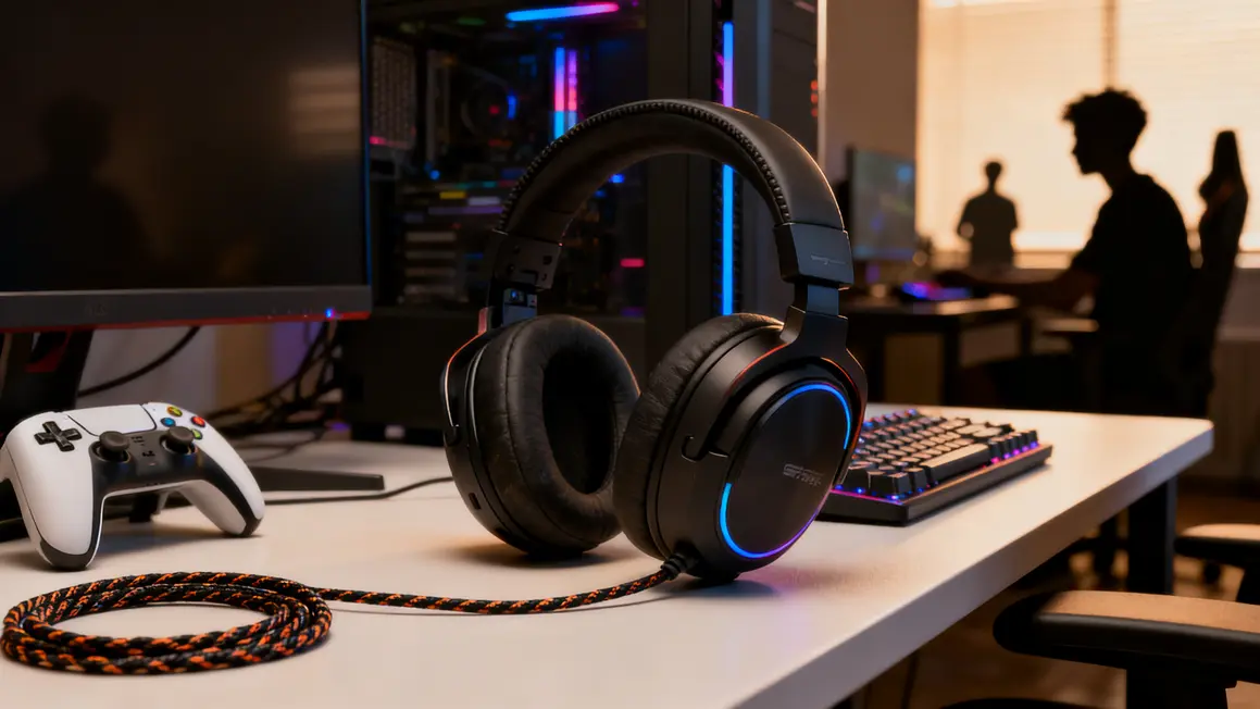casque gaming filaire esport massif avec accessoires