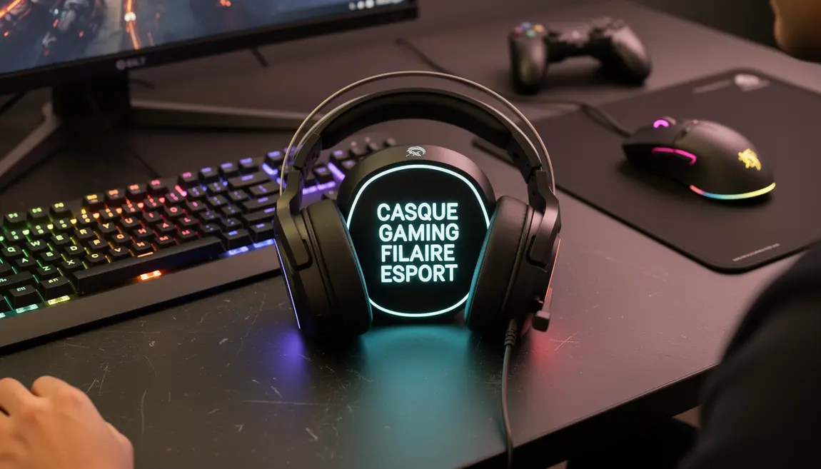 casque gaming filaire esport sur bureau gamer