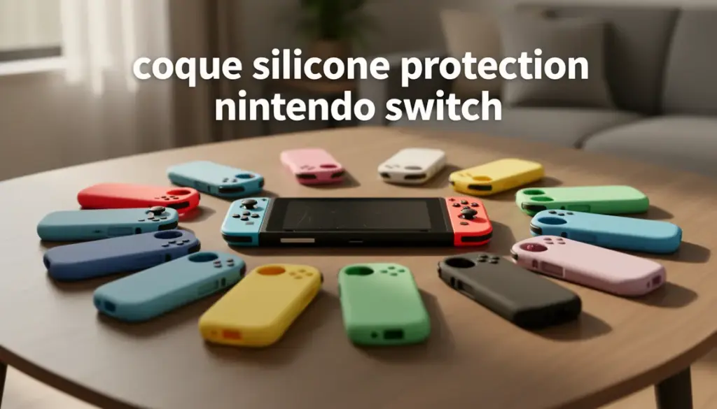 Nintendo Switch avec coques silicone protection sur table