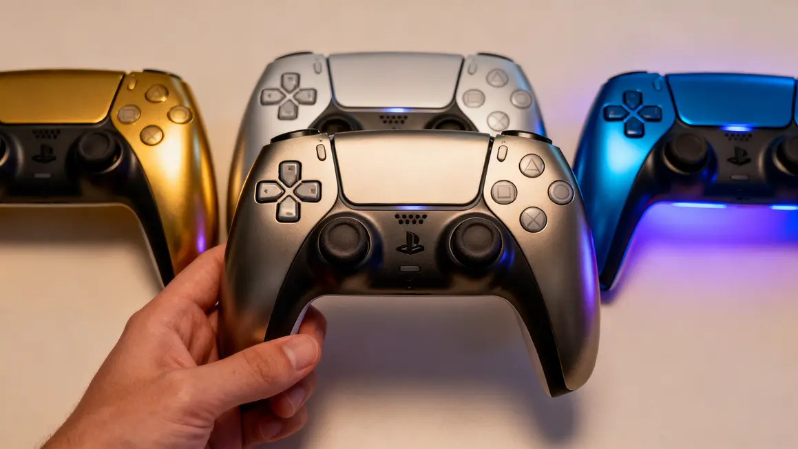 Coques métal titanium or argent bleu pour manette PS5