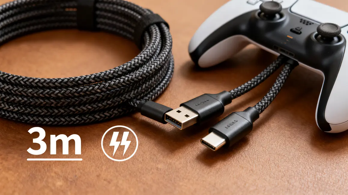 double cable usb-c ps5 dualsense 3m connecteurs recharge