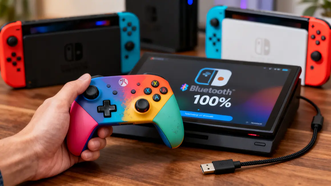 Connexion Bluetooth manette Switch sans fil Color Stain