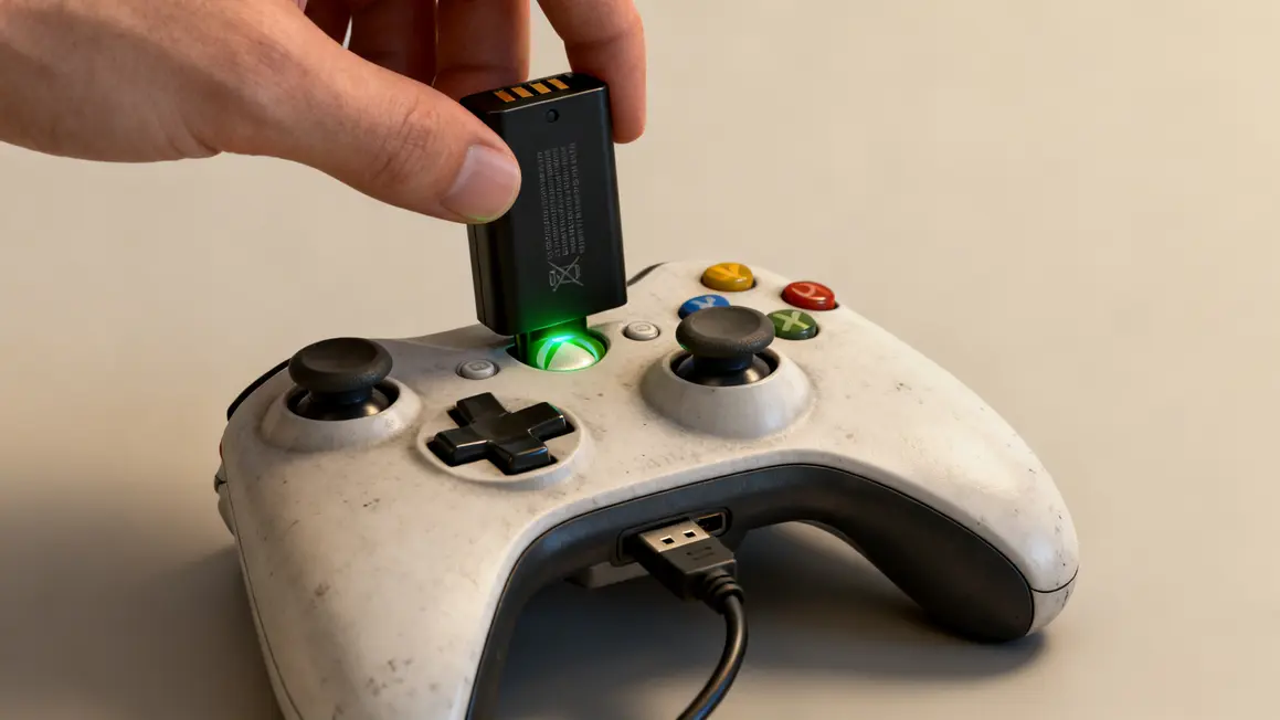 installation du pack batterie 2100mah xbox 360 noir sur manette