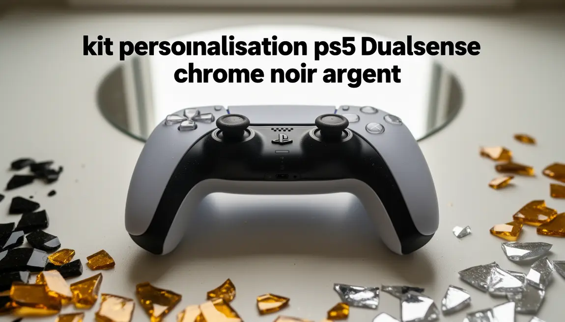 plan rapproche manette ps5 dualsense chrome noir argent