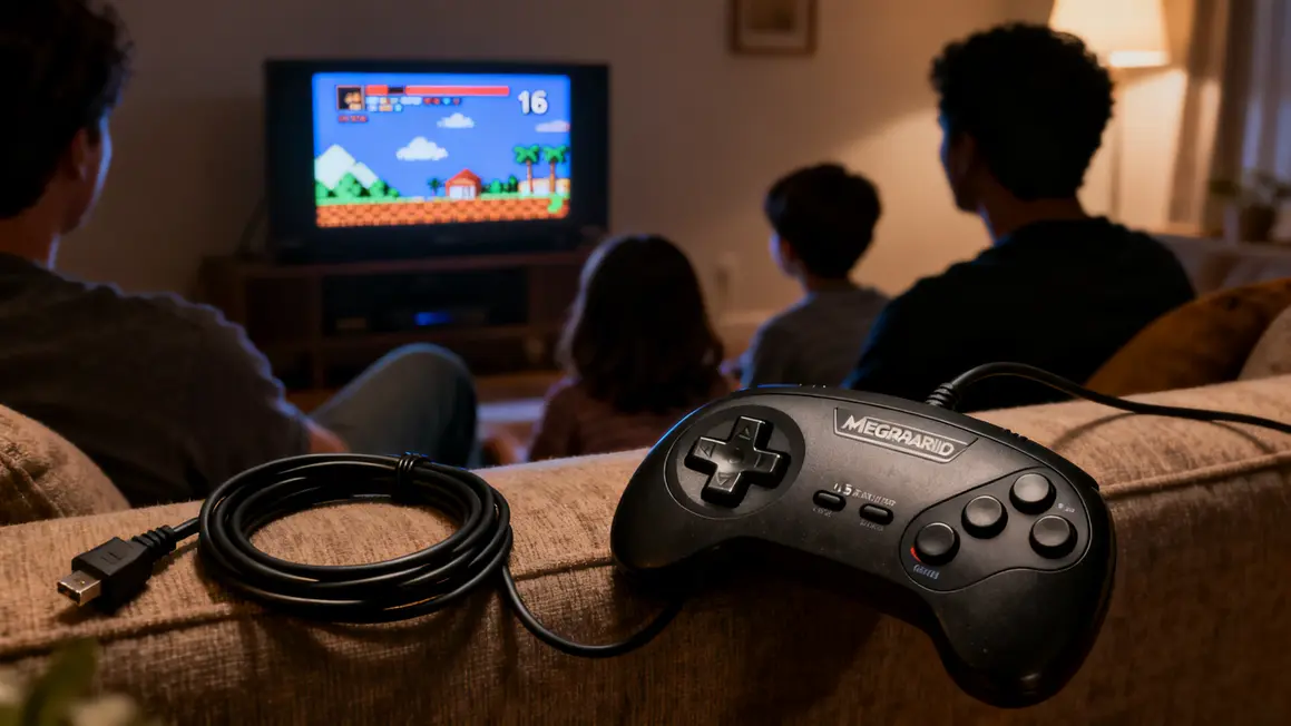 manette filaire noire Megadrive 1m5 cable utilisation