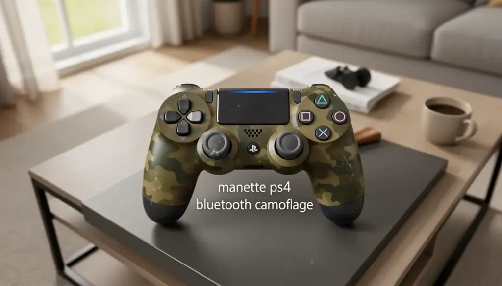 manette ps4 bluetooth camouflage vue de dessus sur table