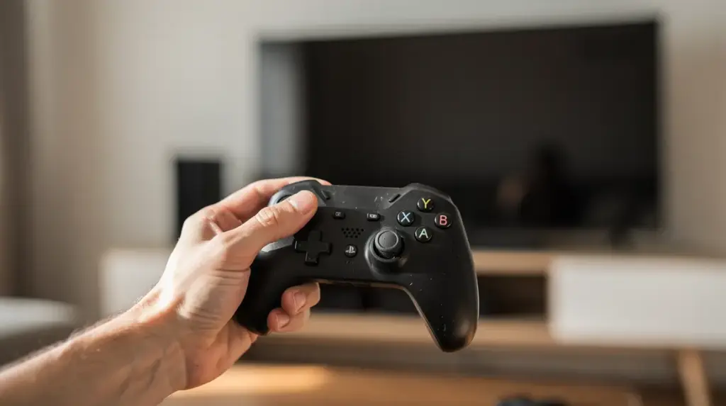 main tient manette ps4 bluetooth noire ambiance familiale