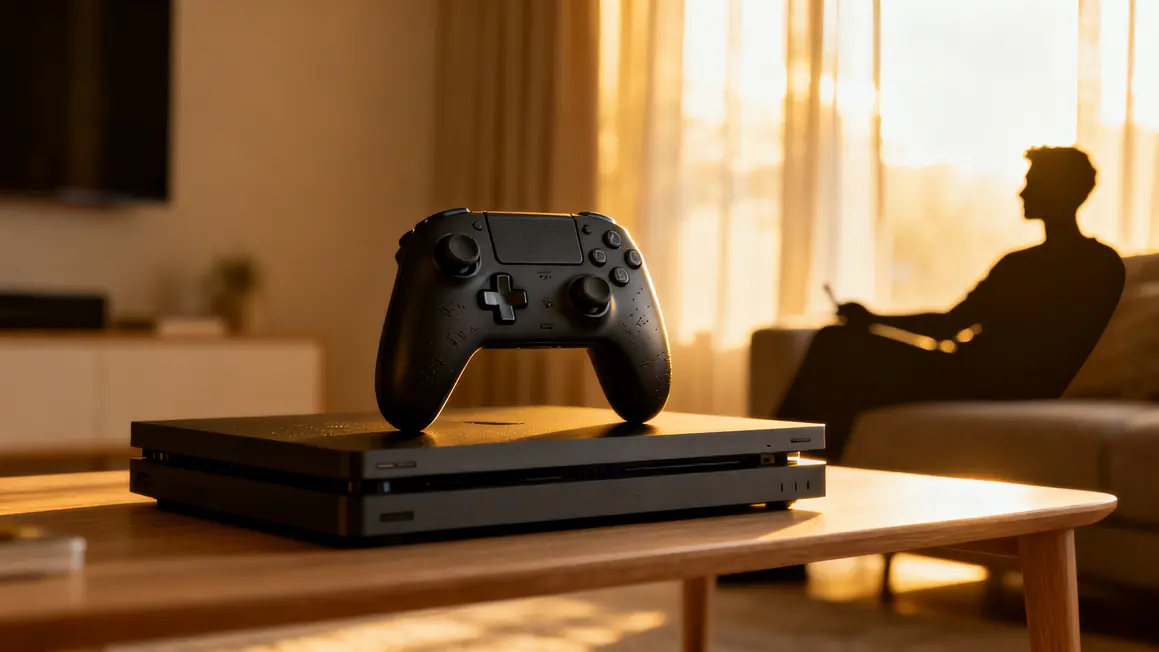Manette PS4 Bluetooth noire connectée devant console