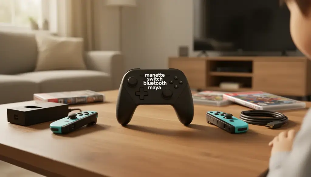 manette switch bluetooth maya moderne au centre d'une table familiale