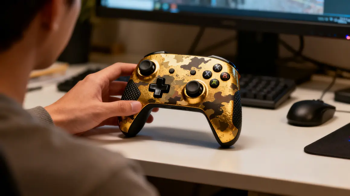 manette switch iicon camo gold prise en main ergonomique
