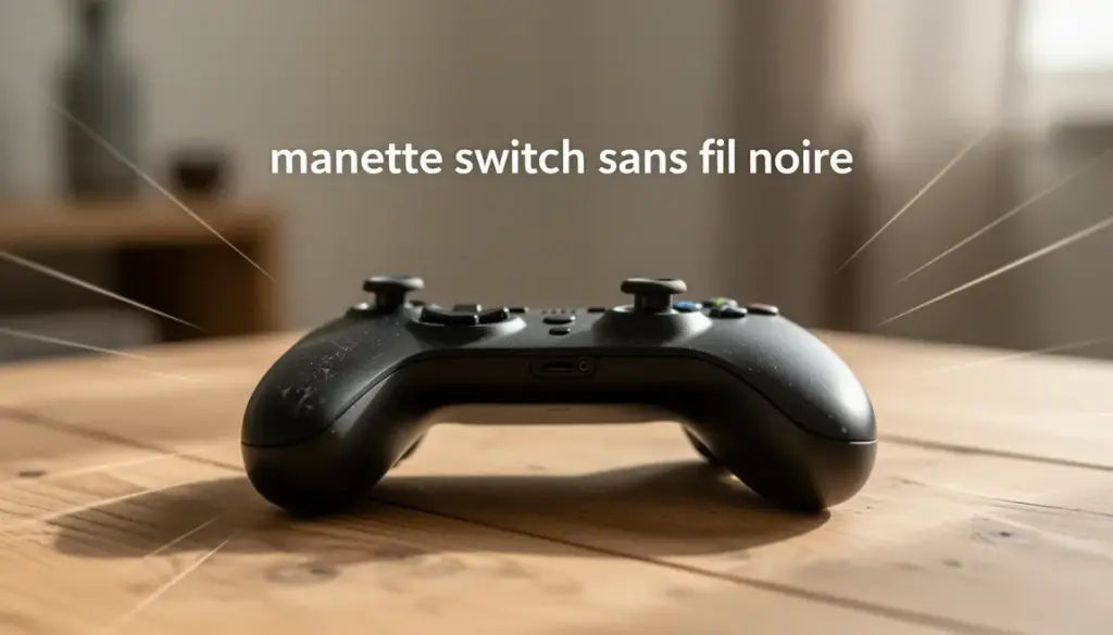 manette switch sans fil noire sur table bois